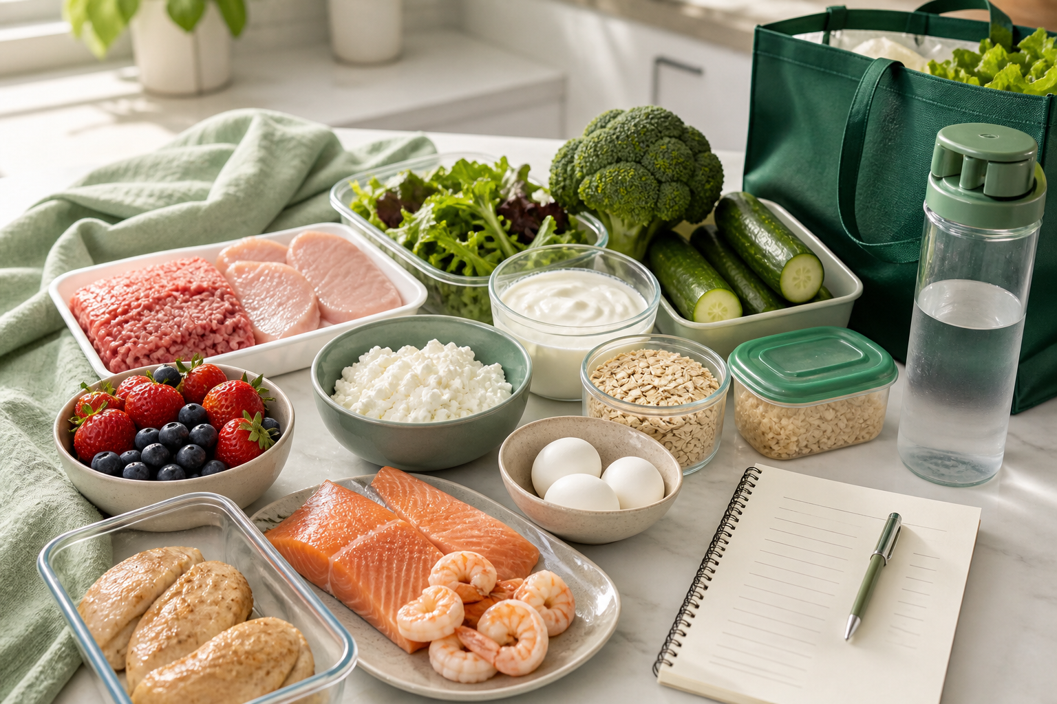 High protein GLP-1 grocery foods and meal planning ingredients